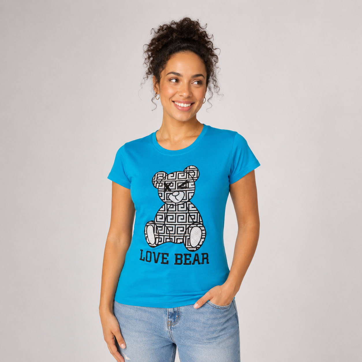 Women’s Love Bear Rhinestone Tee