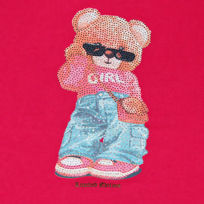Women’s Fashion Bear Rhinestone Tee