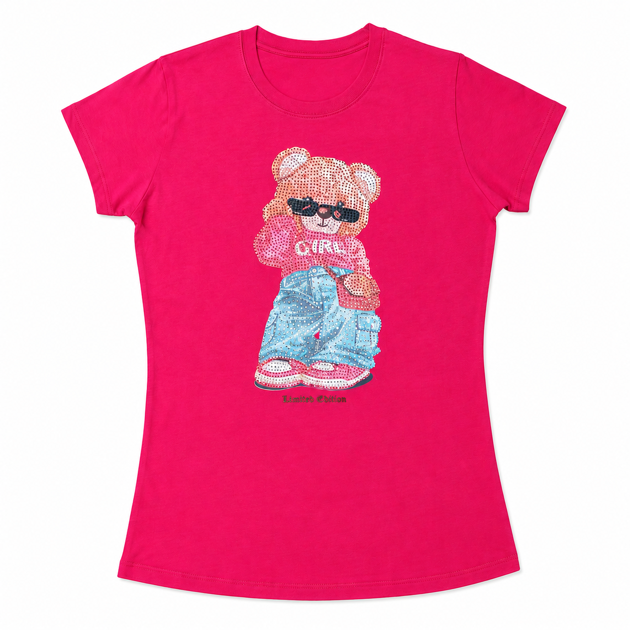 Women’s Fashion Bear Rhinestone Tee